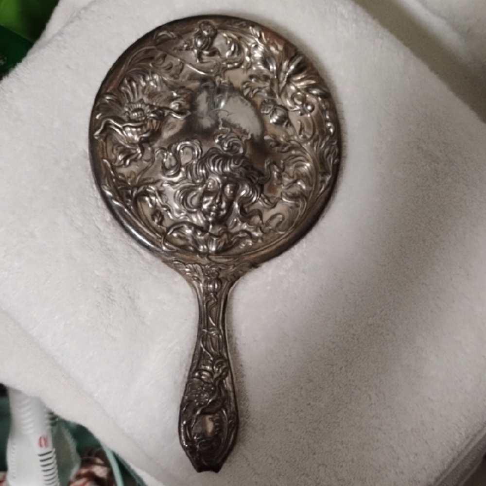 Vintage Silver Hand Mirror